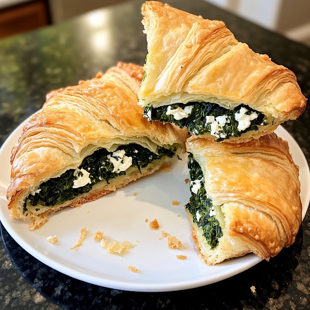Healthy Spinach and Feta Croissant