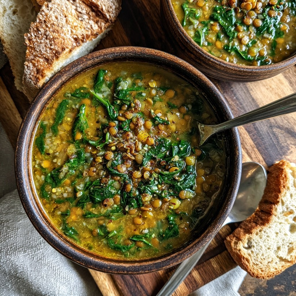 Healthy Crockpot Spinach Lentil Soup