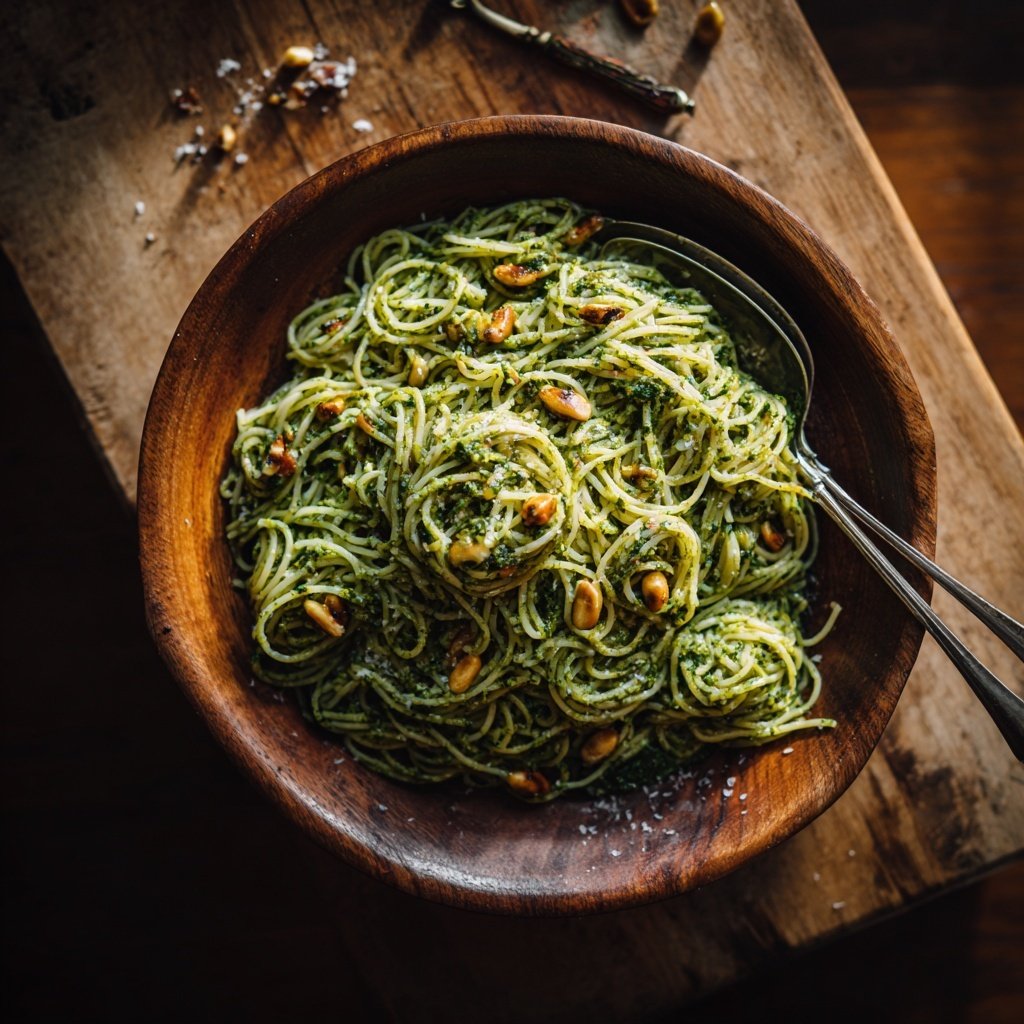 Angel Hair Pasta With Creamy Pesto
