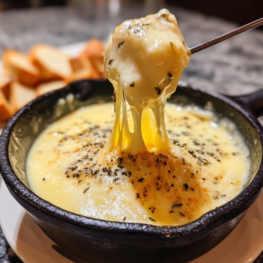 Fondue with Swiss Cheese and White Pepper